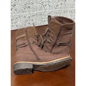 Maurice's combat moto brown suede women's boots‎ size 10 Remi